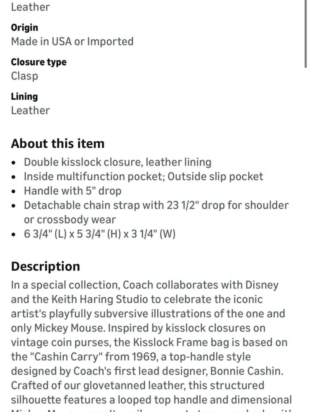 Coach X Mickey Keith Haring Glovetanned with Edgestain Kisslock Bag - Picture 5 of 5